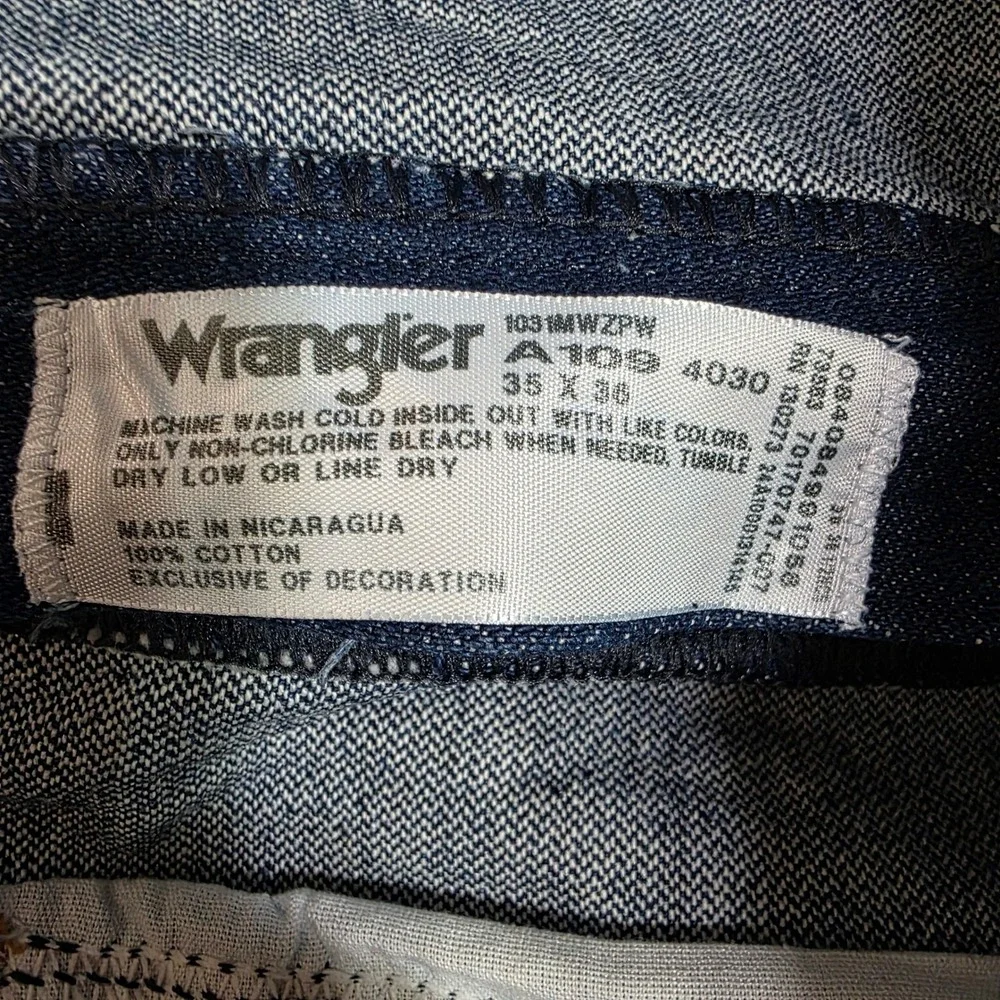 Wrangler Cowboy‎ Cut Rigid Indigo Denim Jeans Mens 35x36 13MWZPW Straight Leg